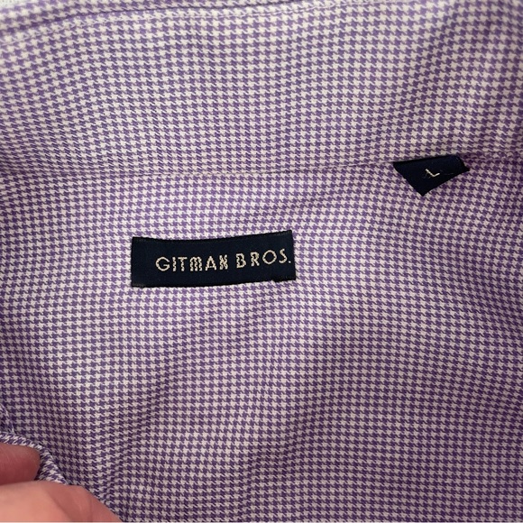 Gitman Bros Purple Houndstooth Button Down Shirt Size L - Picture 3 of 7